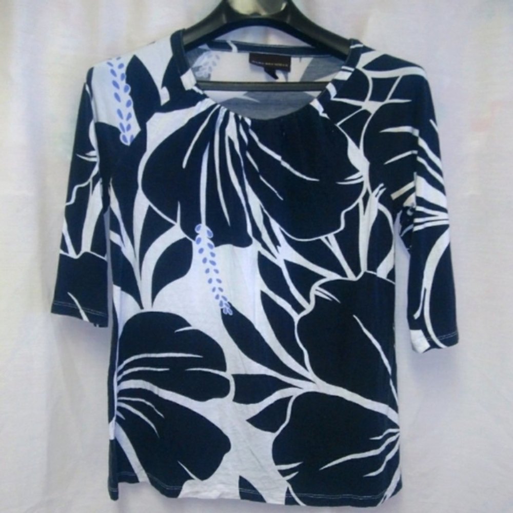 Dana Buchman Women's White and Black with Purple color Top size Small